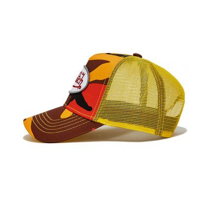 Orange Yellow Camo Trucker Hat