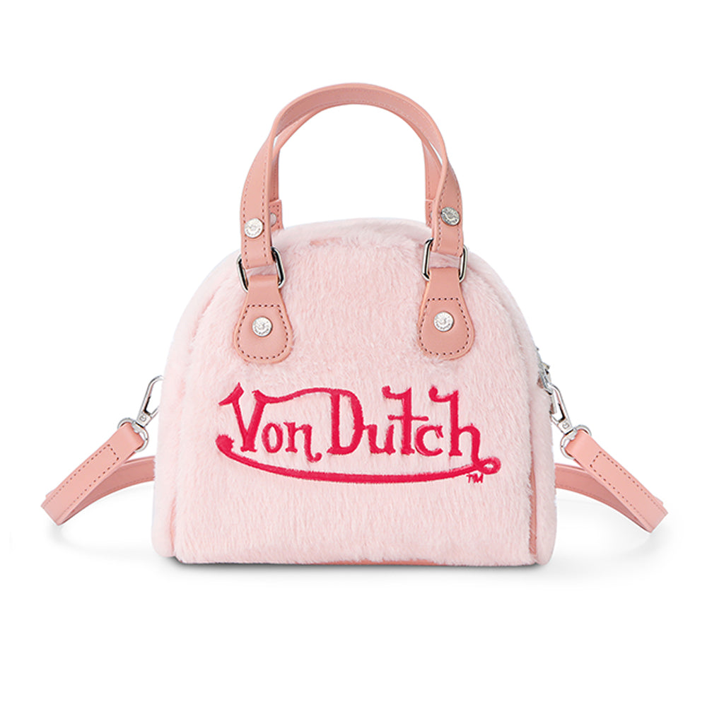 Von Dutch Light Pink Furry Bowling Bag