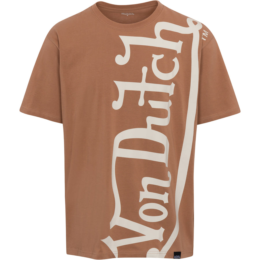 Taupe & Off-White Vertical Logo SS Tee