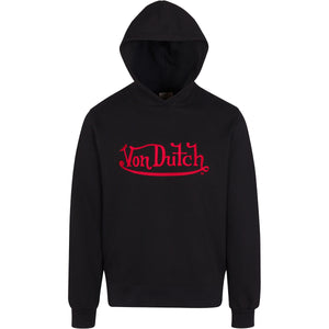 Men's Embroidered Logo Red on Black Hoodie