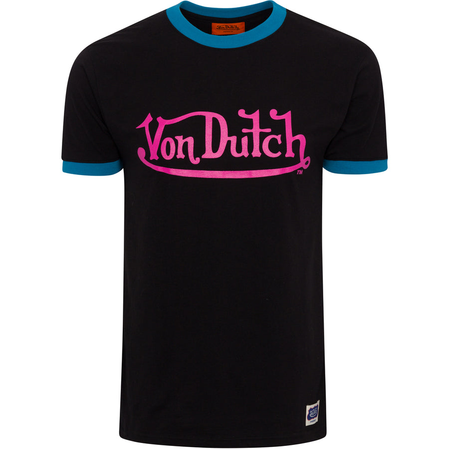 Von Dutch Black, Pink & Blue Ringer SS Tee