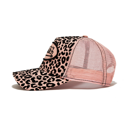 Pink Cheetah Velvet Trucker Hat