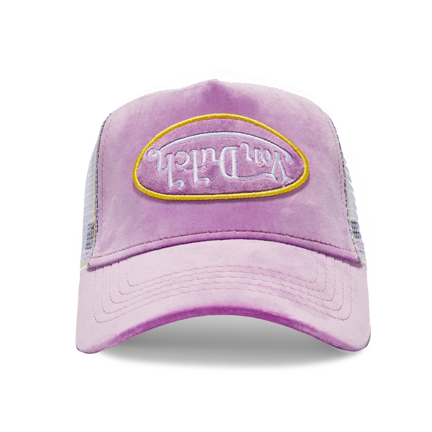 Purple Reverse Logo Velvet Trucker Hat | Von Dutch Purple Reverse Logo Velvet Trucker Hat | Von Dutch