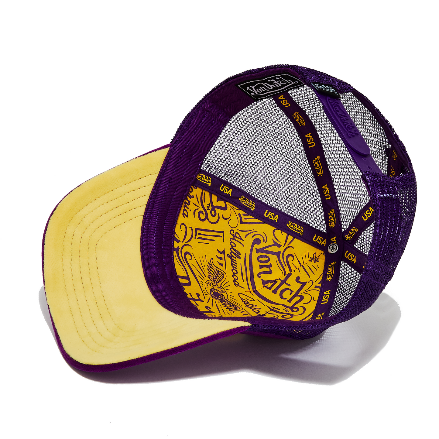 Purple & Yellow Velvet Trucker Hat