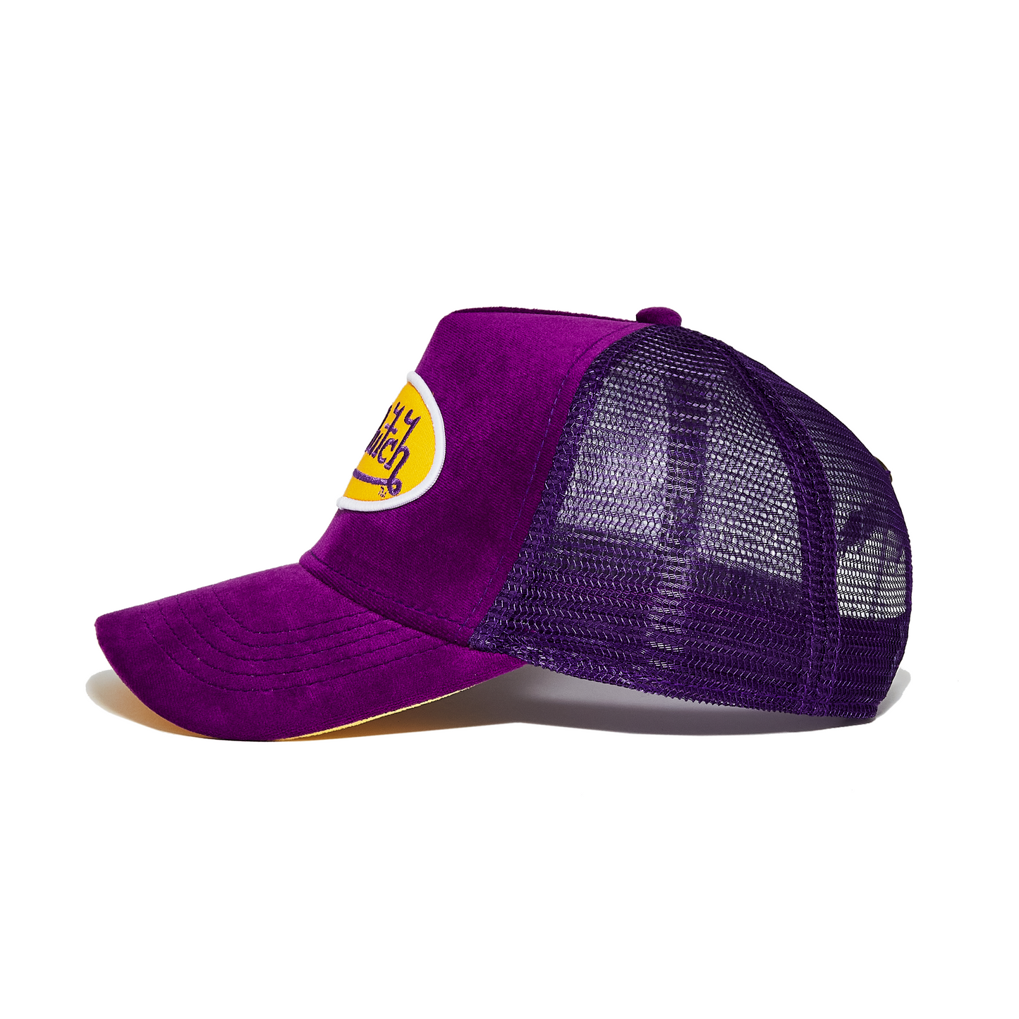 Purple & Yellow Velvet Trucker Hat