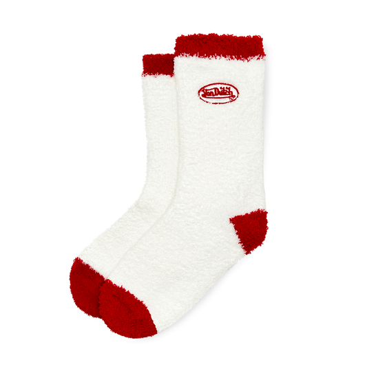 White & Red Fluffy Socks