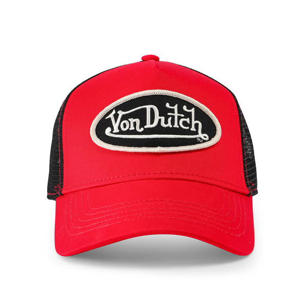Von Dutch Black and White Cap with Red Logo Von Dutch Black & White Trucker Hat | Zumiez main image 3