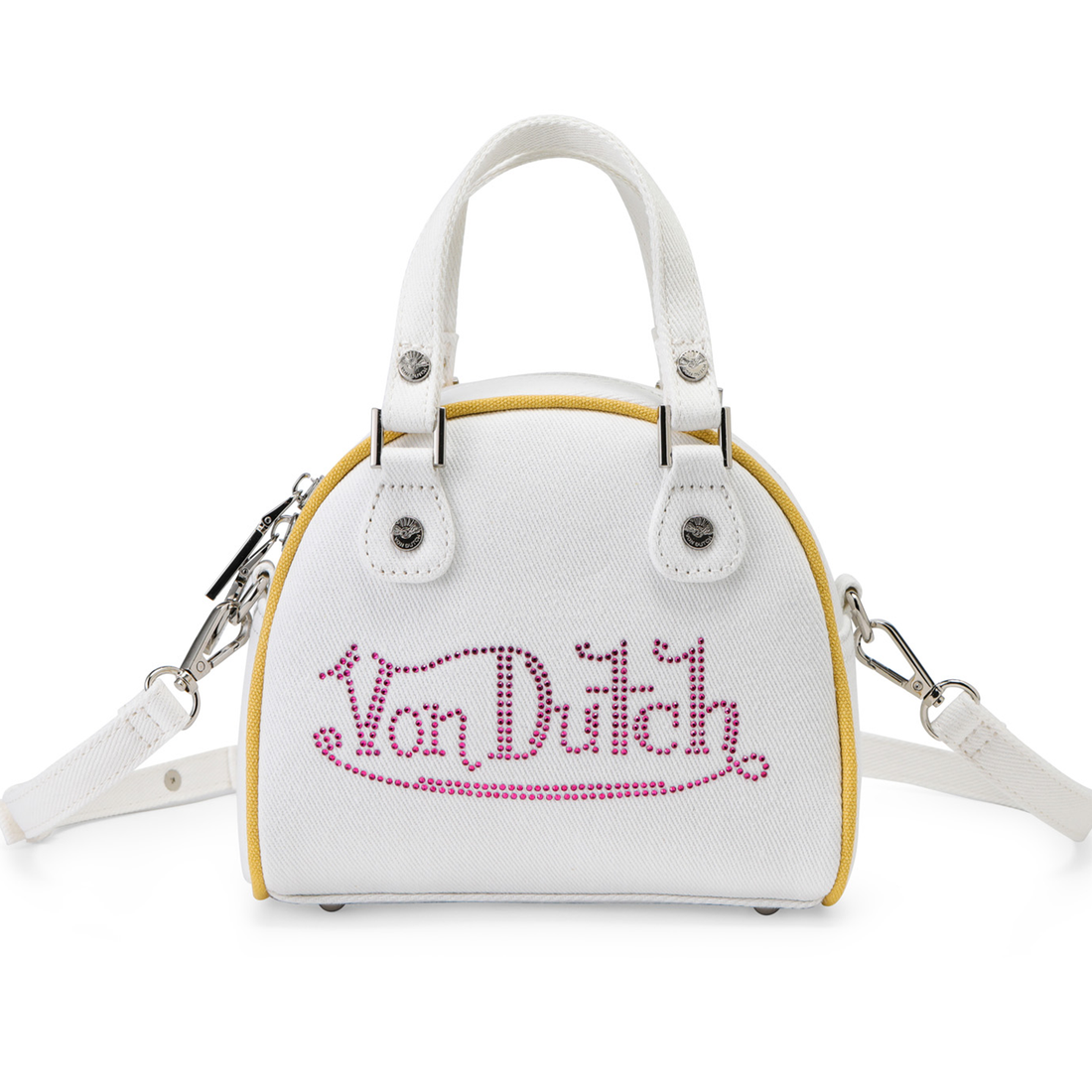 Rhinestone Bowling Bag - White Denim — image 1