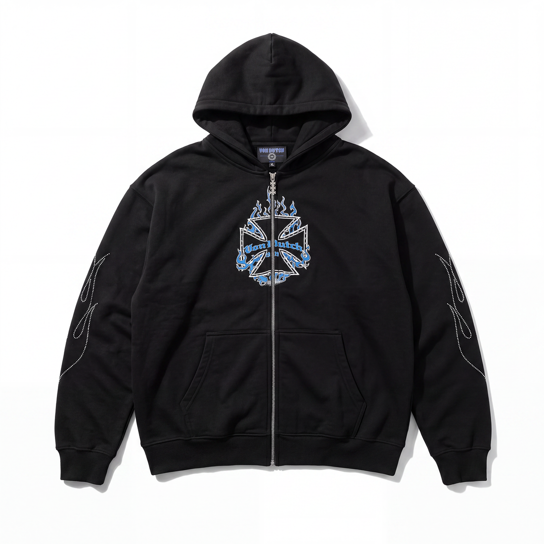 RHINESTONE CHOPPER FLAMES - ZIP UP HOODIE — image 1