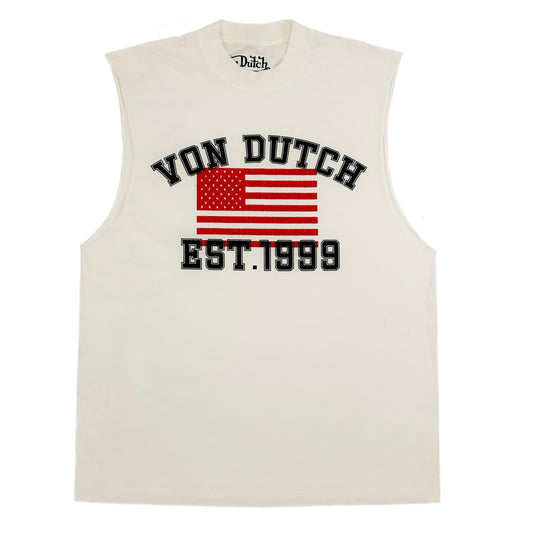White Von Dutch USA Sleeveless Tee