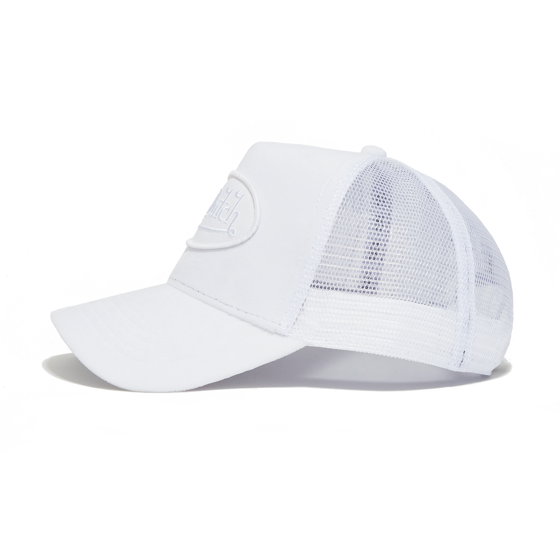 Triple White Velvet Trucker Hat