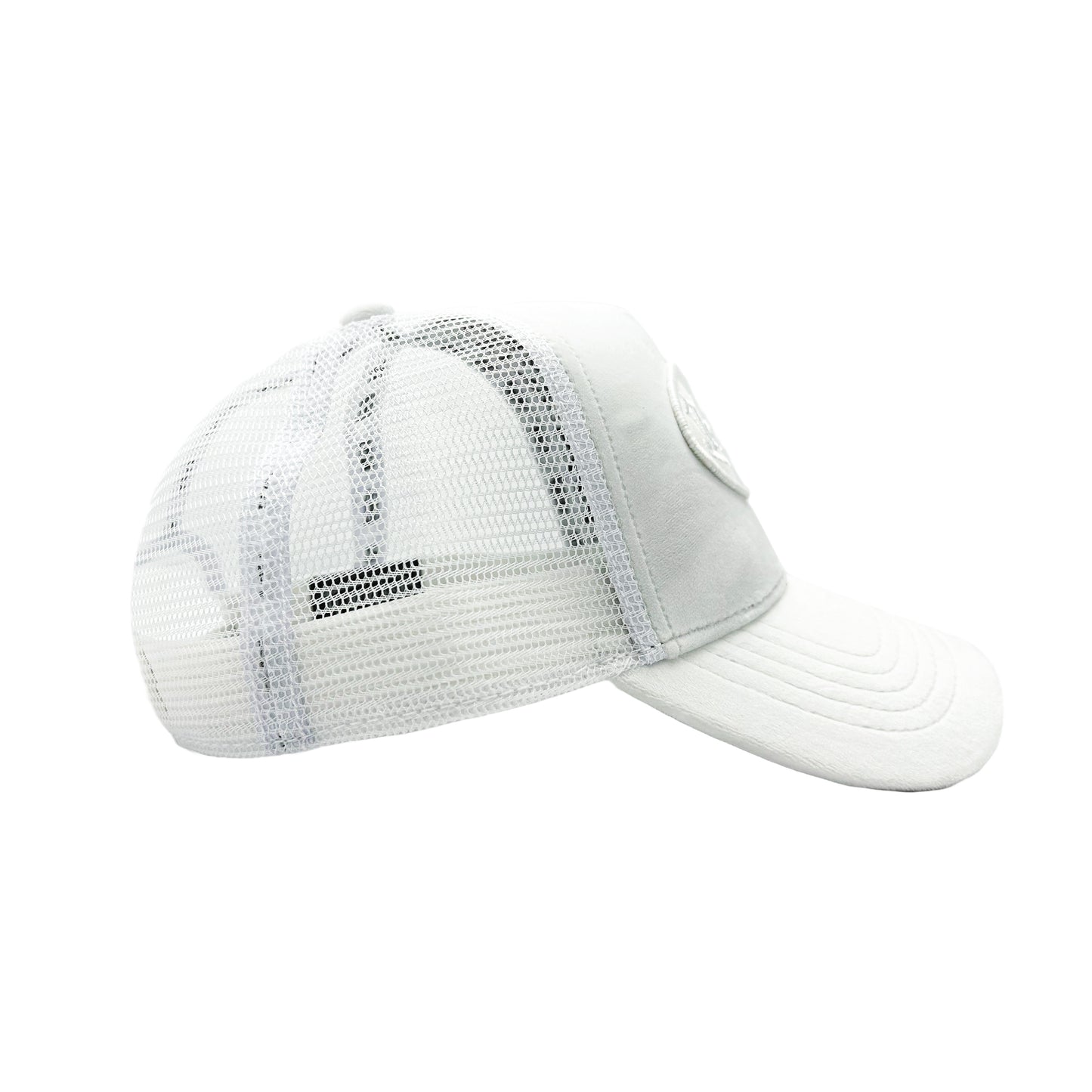 Triple White Velvet Trucker Hat