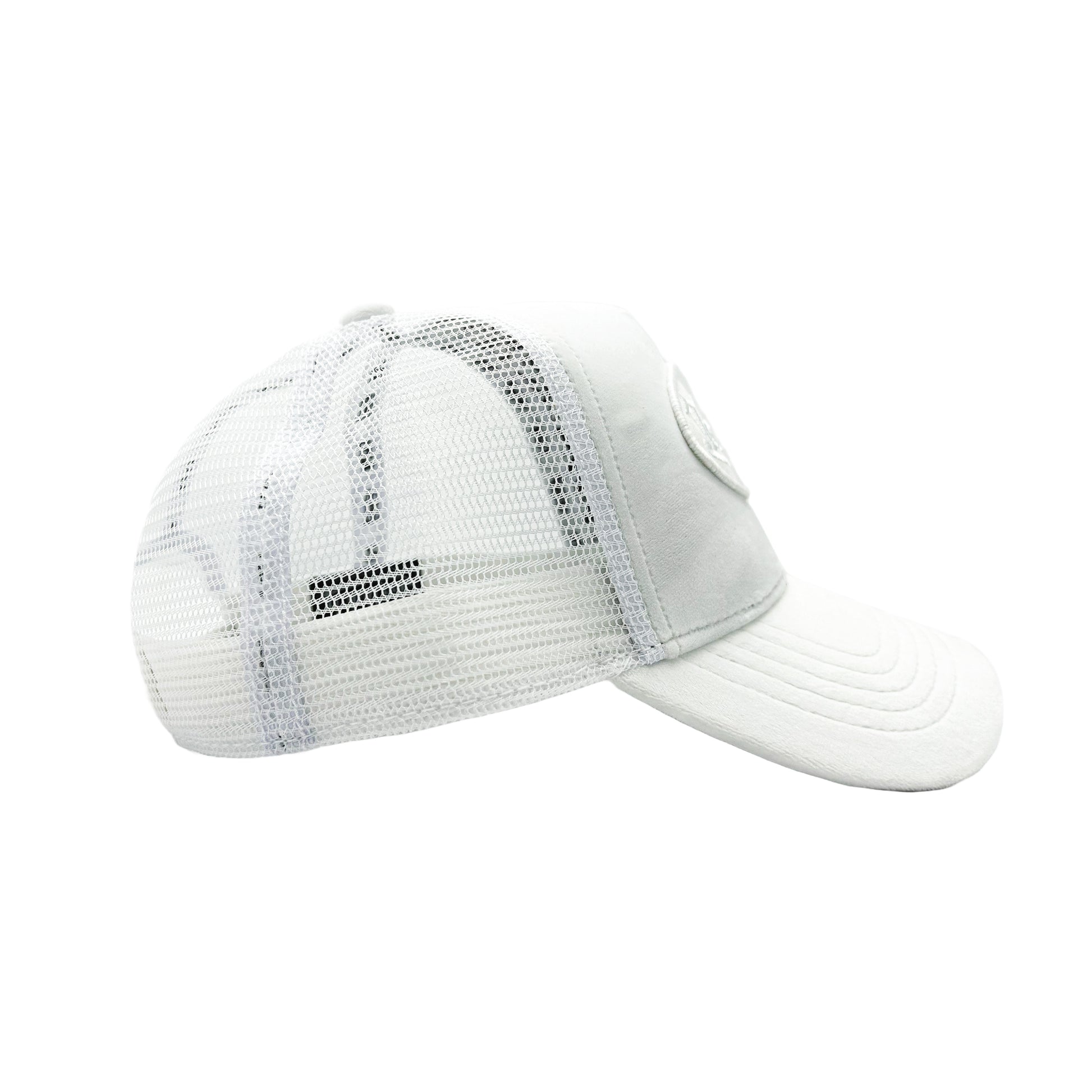 Triple White Velvet Trucker Hat
