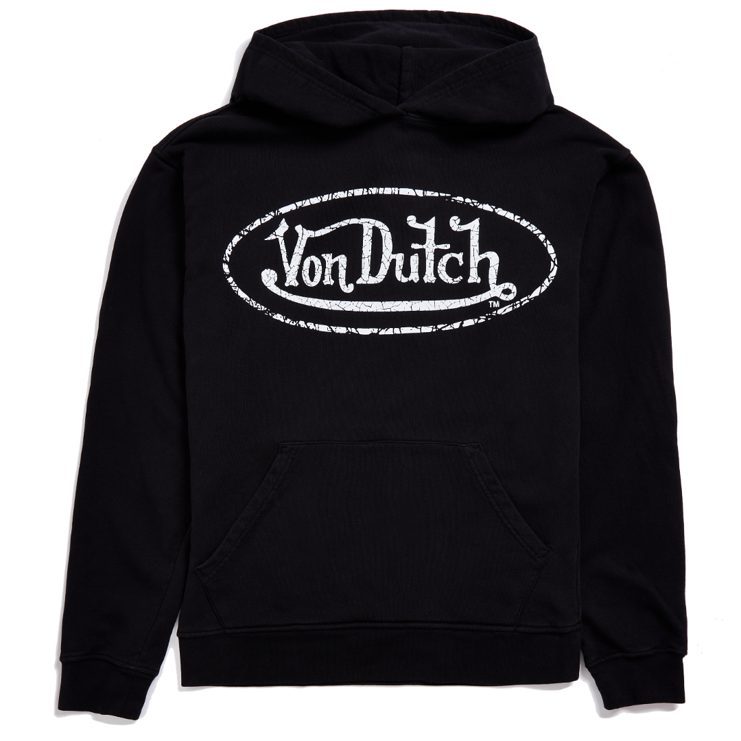 Von Dutch Black French Terry Washed Logo Hoodie