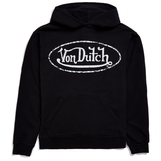 Von Dutch Black French Terry Washed Logo Hoodie