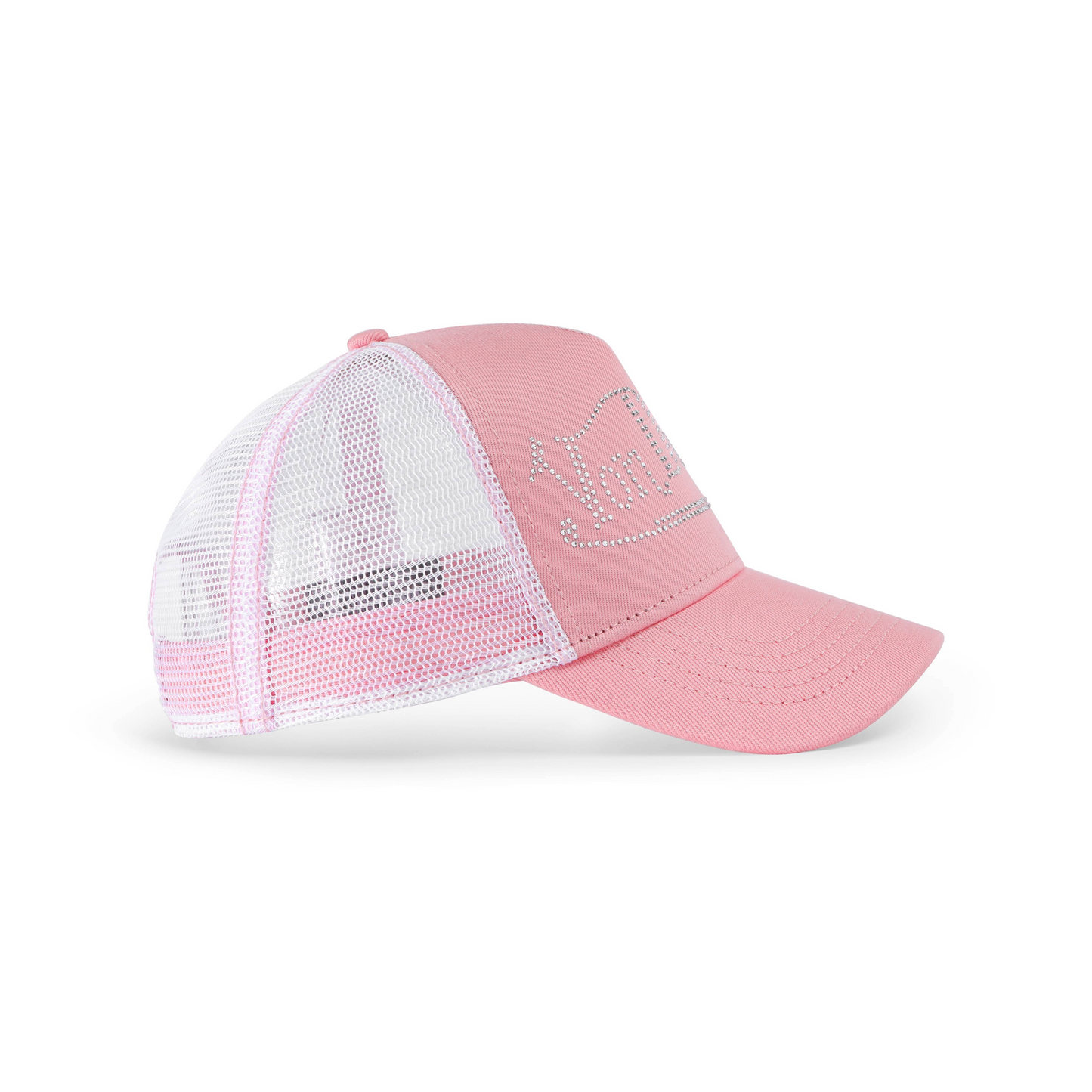 Rhinestone Trucker Hat - Pink with White Rhinestones