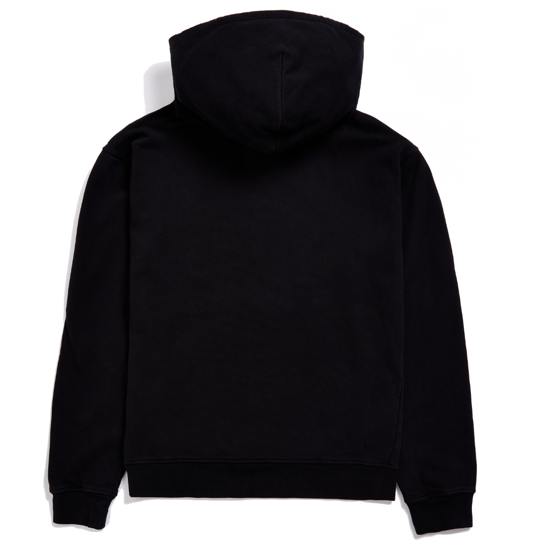 Black French Terry Washed Logo Hoodie