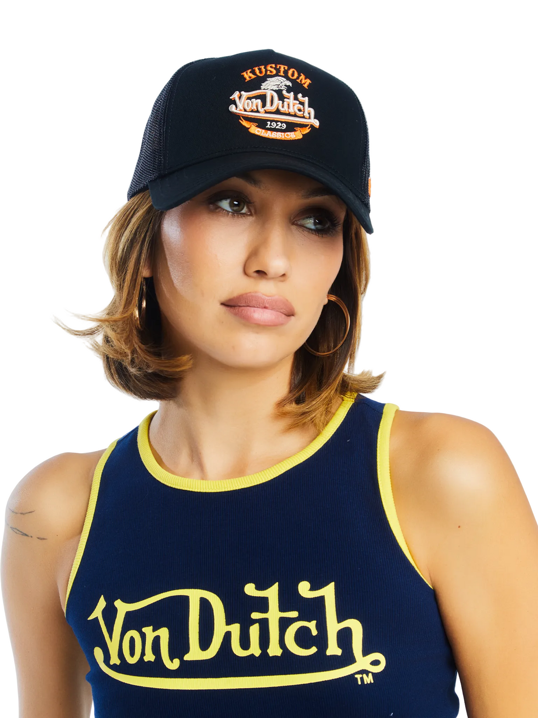 Black & Orange Kustom Classics Logo Trucker Hat
