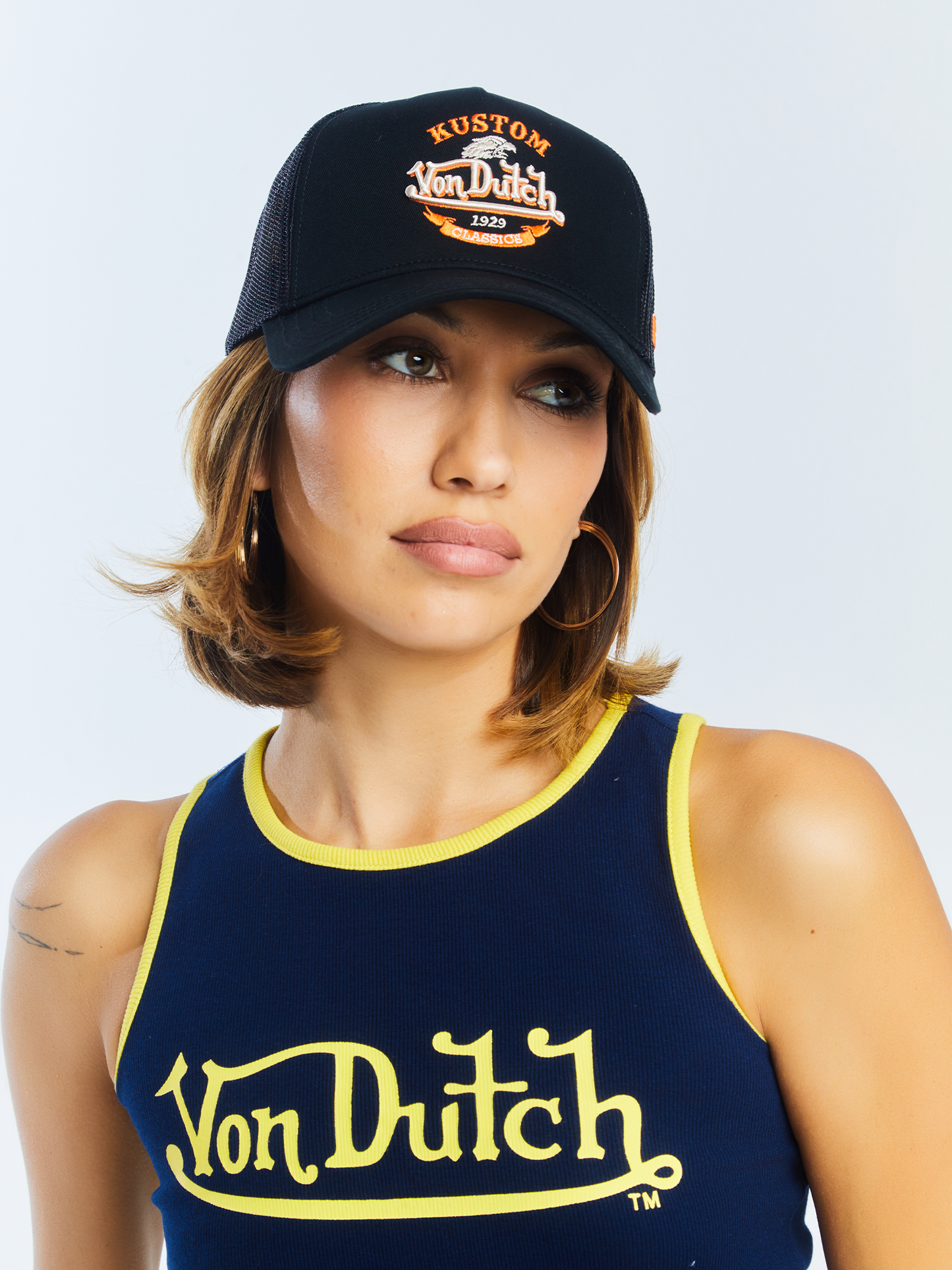 Black & Orange Kustom Classics Logo Trucker Hat