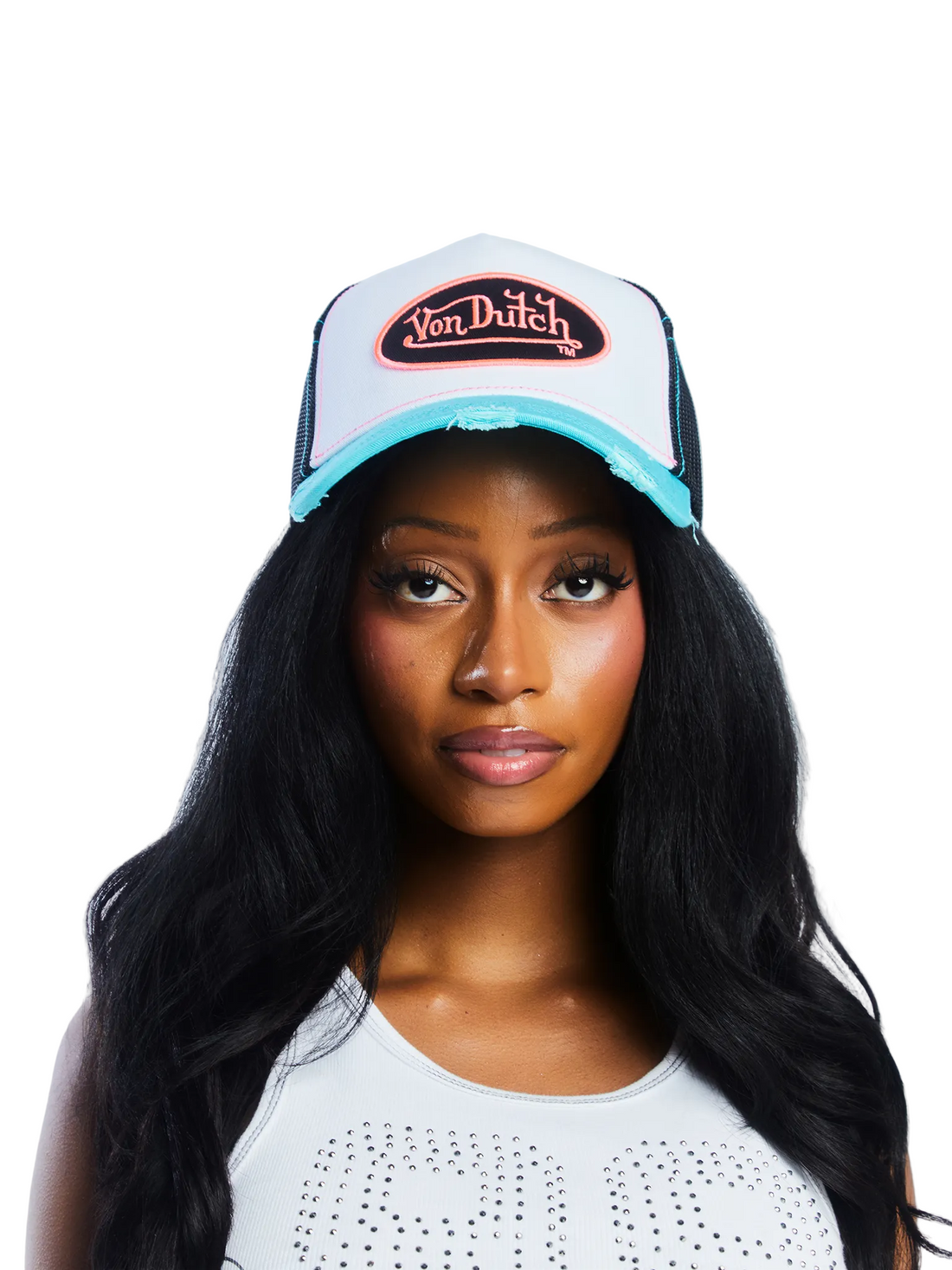 Blue & Pink Classic Distressed Trucker Hat