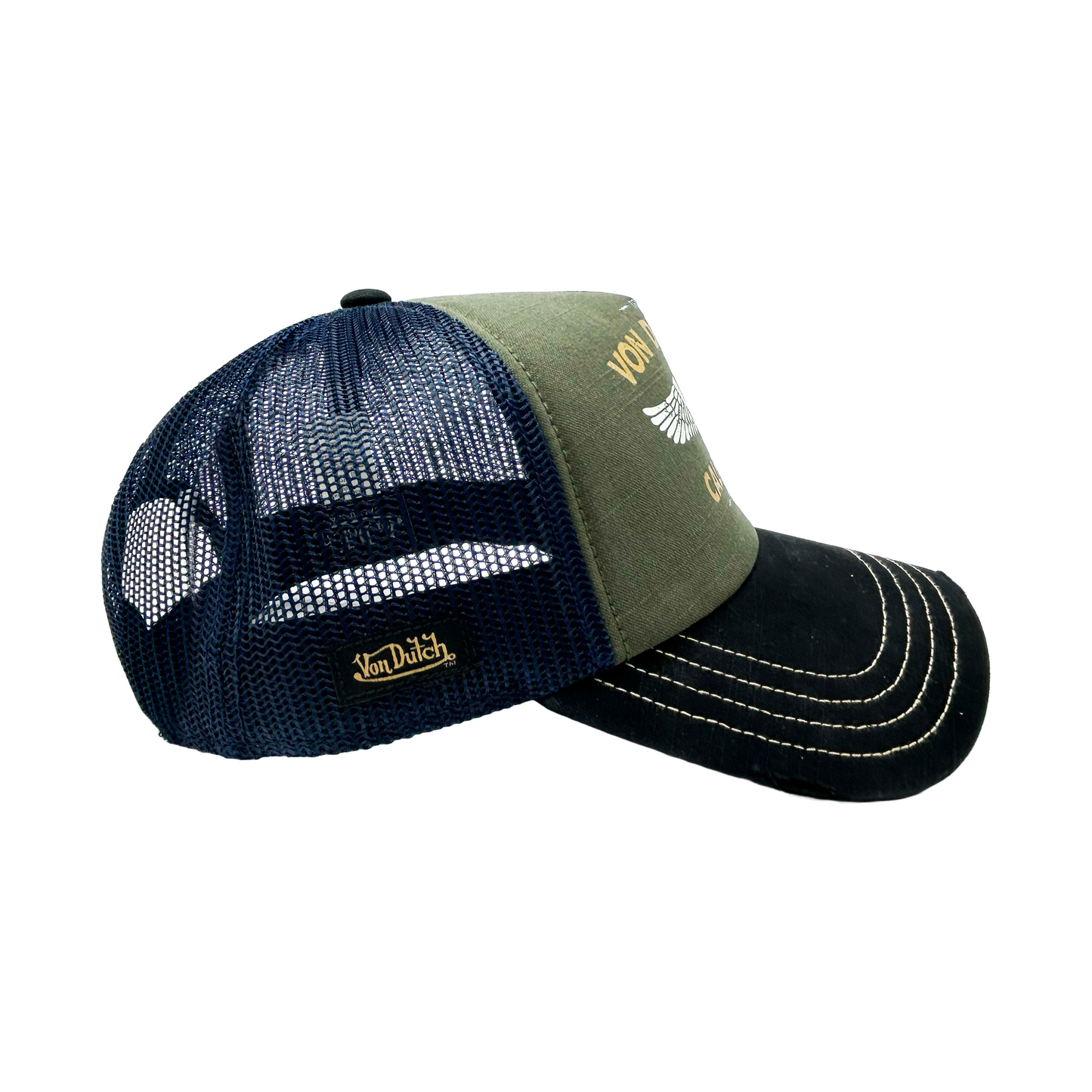 Green Von Dutch Co. CREW Distressed Trucker Hat