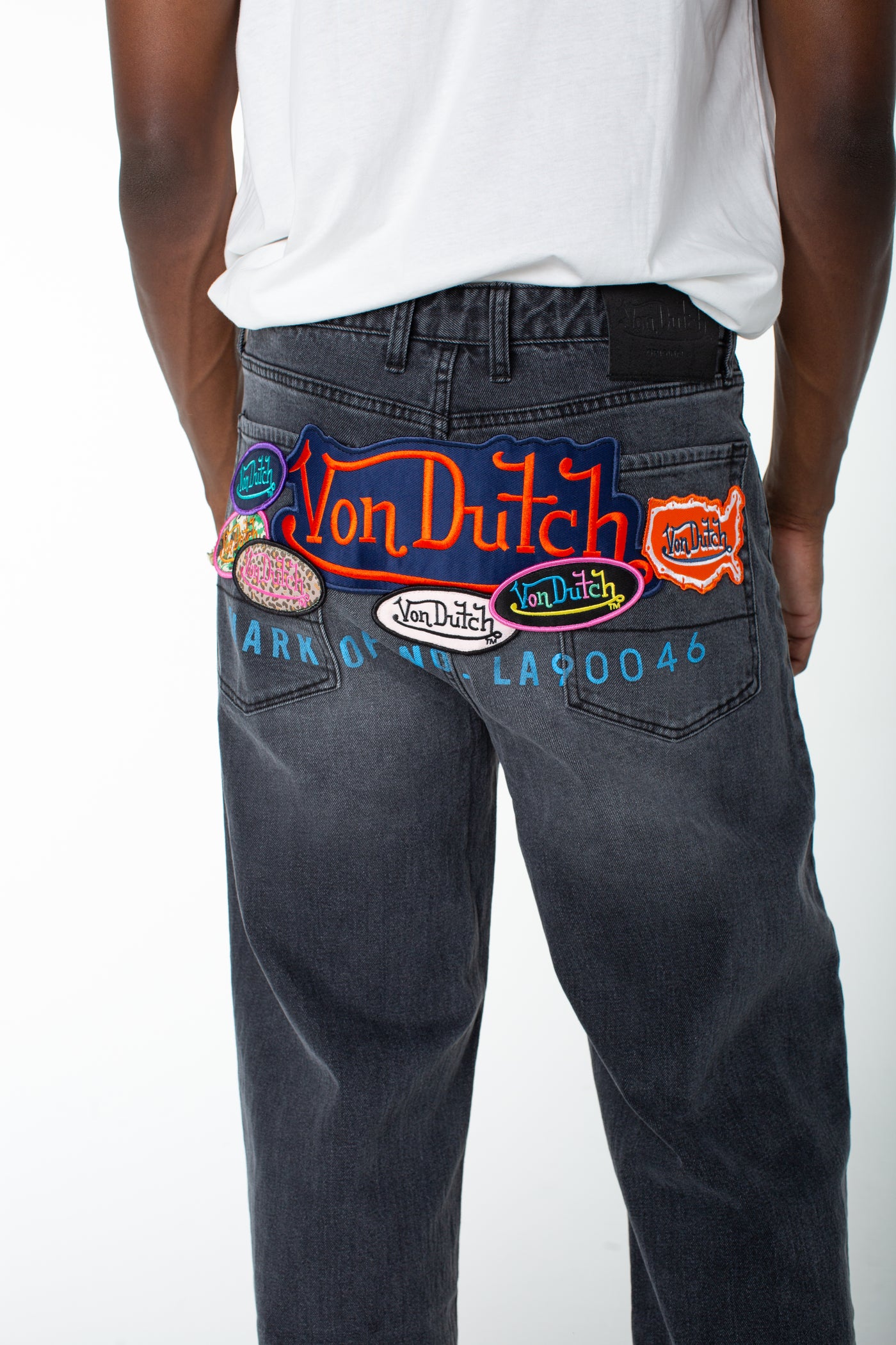 Von Dutch Men's Reaper Patch Front Logo Baggy Jean