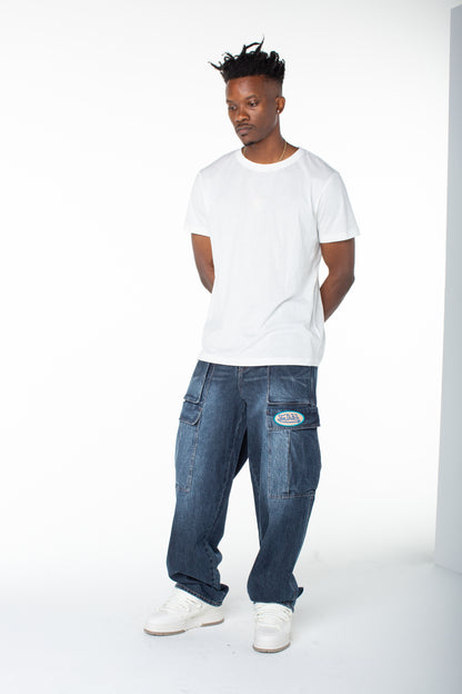 Men's Denim Cargo Pant  - Middle Moon