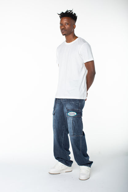 Men's Denim Cargo Pant  - Middle Moon