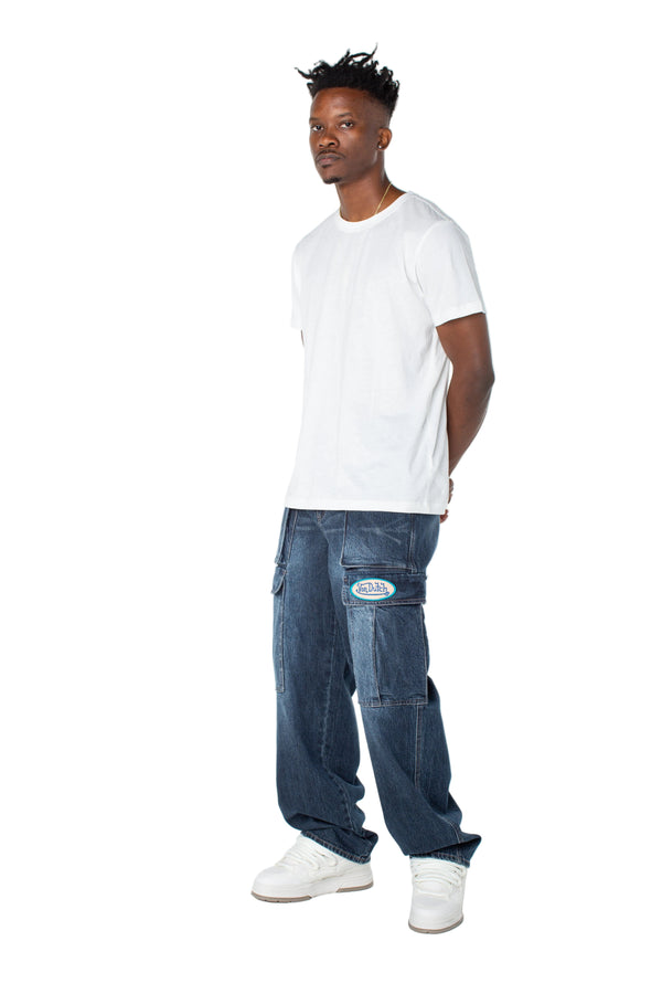 Men's Denim Cargo Pant  - Middle Moon