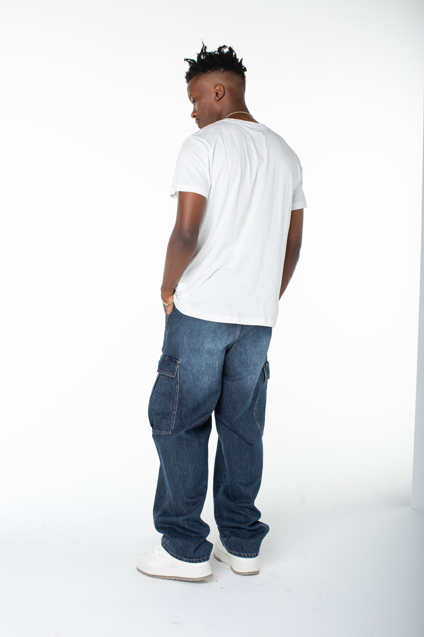 Men's Denim Cargo Pant  - Middle Moon