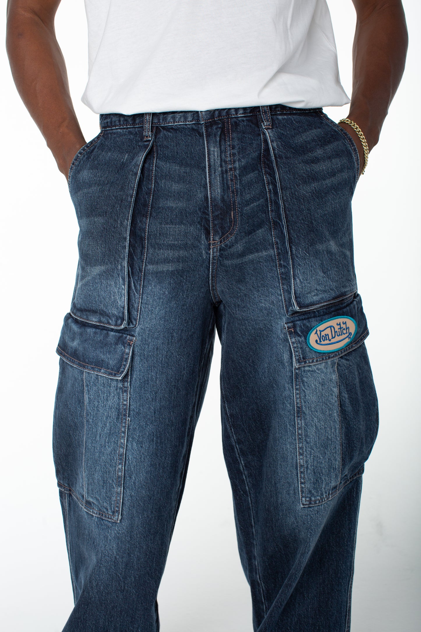 Men's Denim Cargo Pant  - Middle Moon