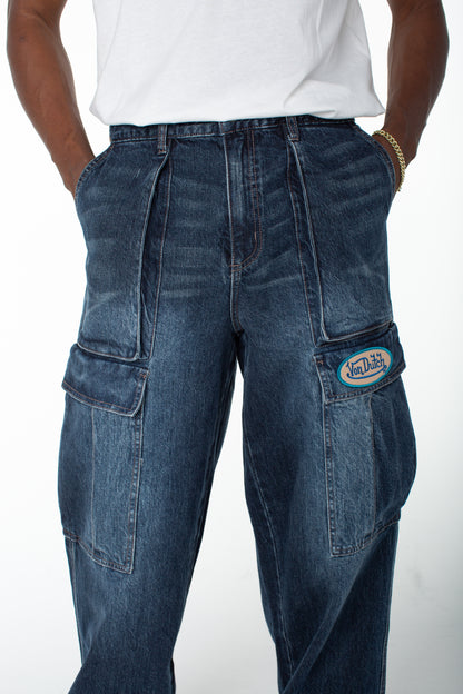 Men's Denim Cargo Pant  - Middle Moon