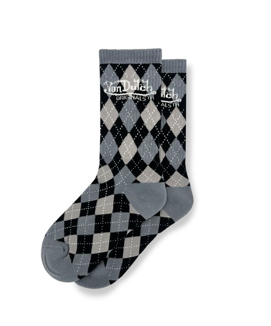 Black & White Plaid Crew Socks