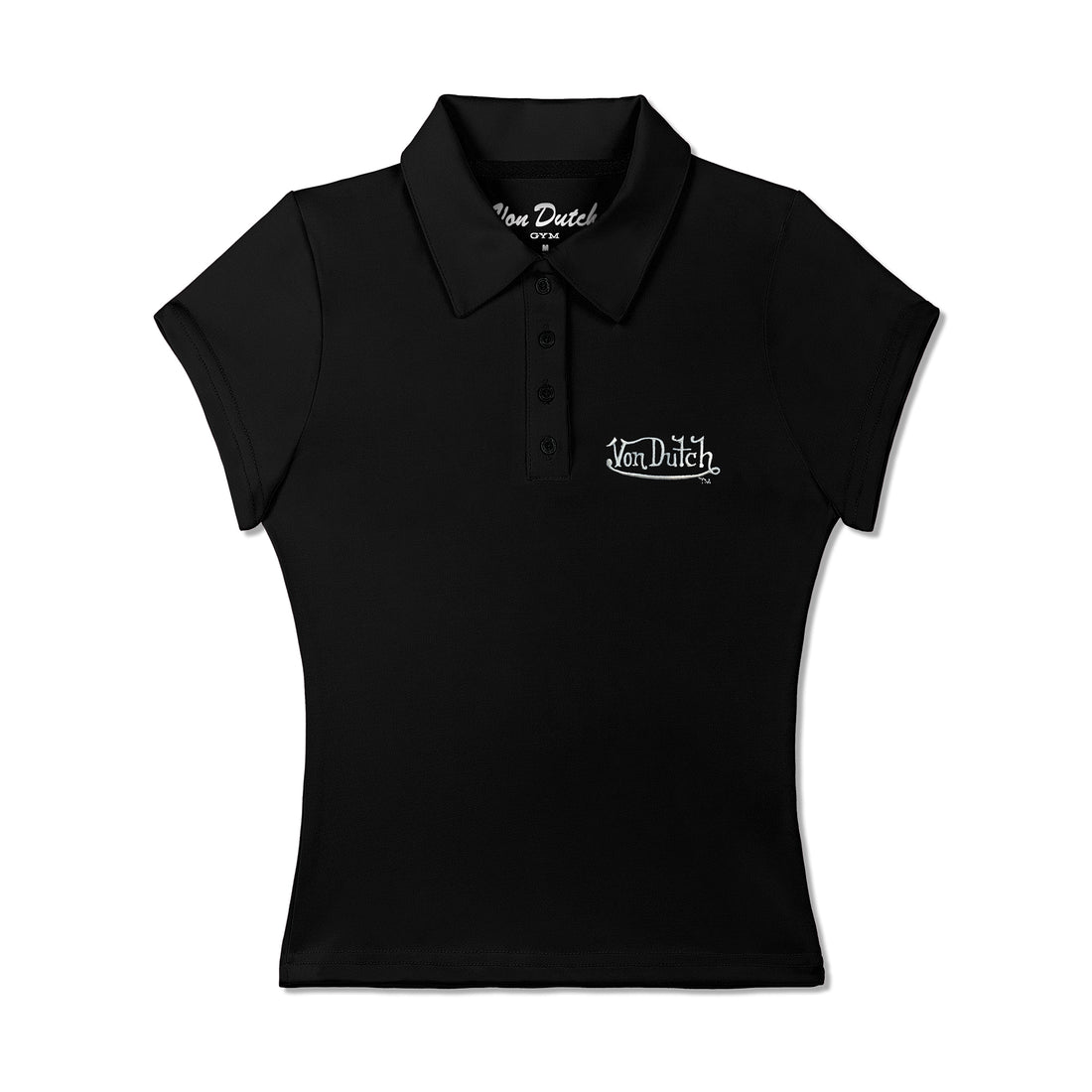 Women's Active Polo Shirt - Black w/ White Script — image 1