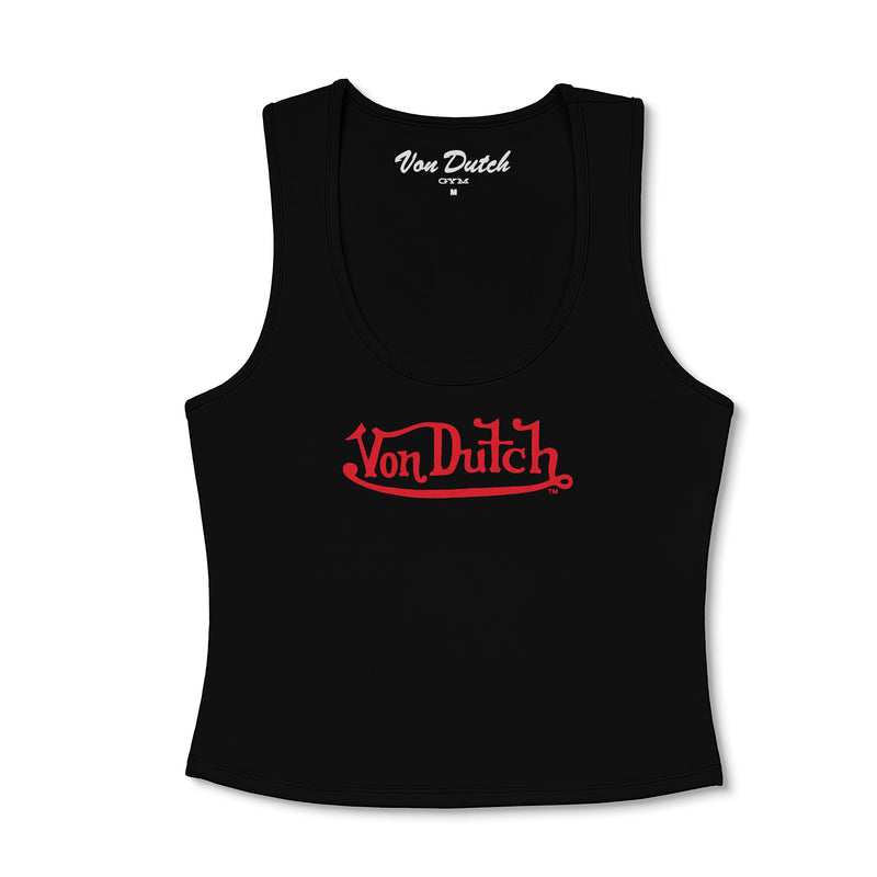 Women's Active Tank Tops - Black w/ Red Script