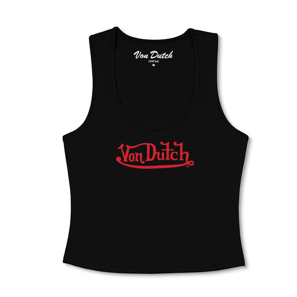 Women's Active Tank Tops - Black w/ Red Script