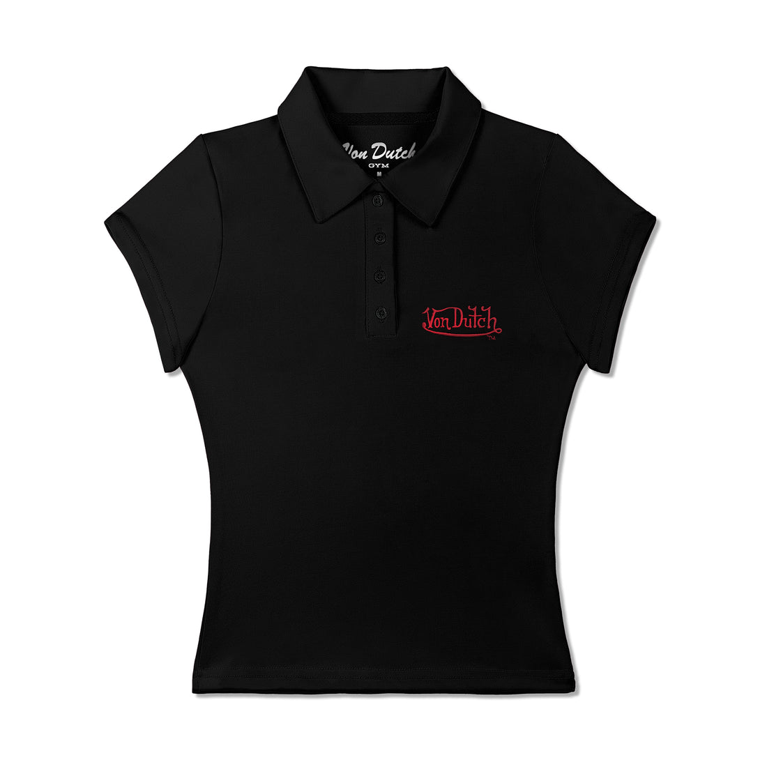 Women's Active Polo Shirt - Black w/ Red Script — image 1