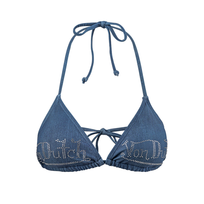 TWO TONE BIKINI TOP - DARK DENIM