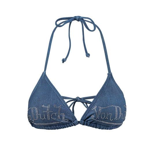 TWO TONE BIKINI TOP - DARK DENIM