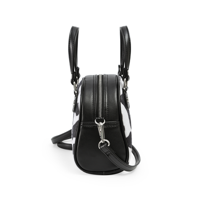 Black & White Cow Print Vegan Pony Hair Bowling Bag