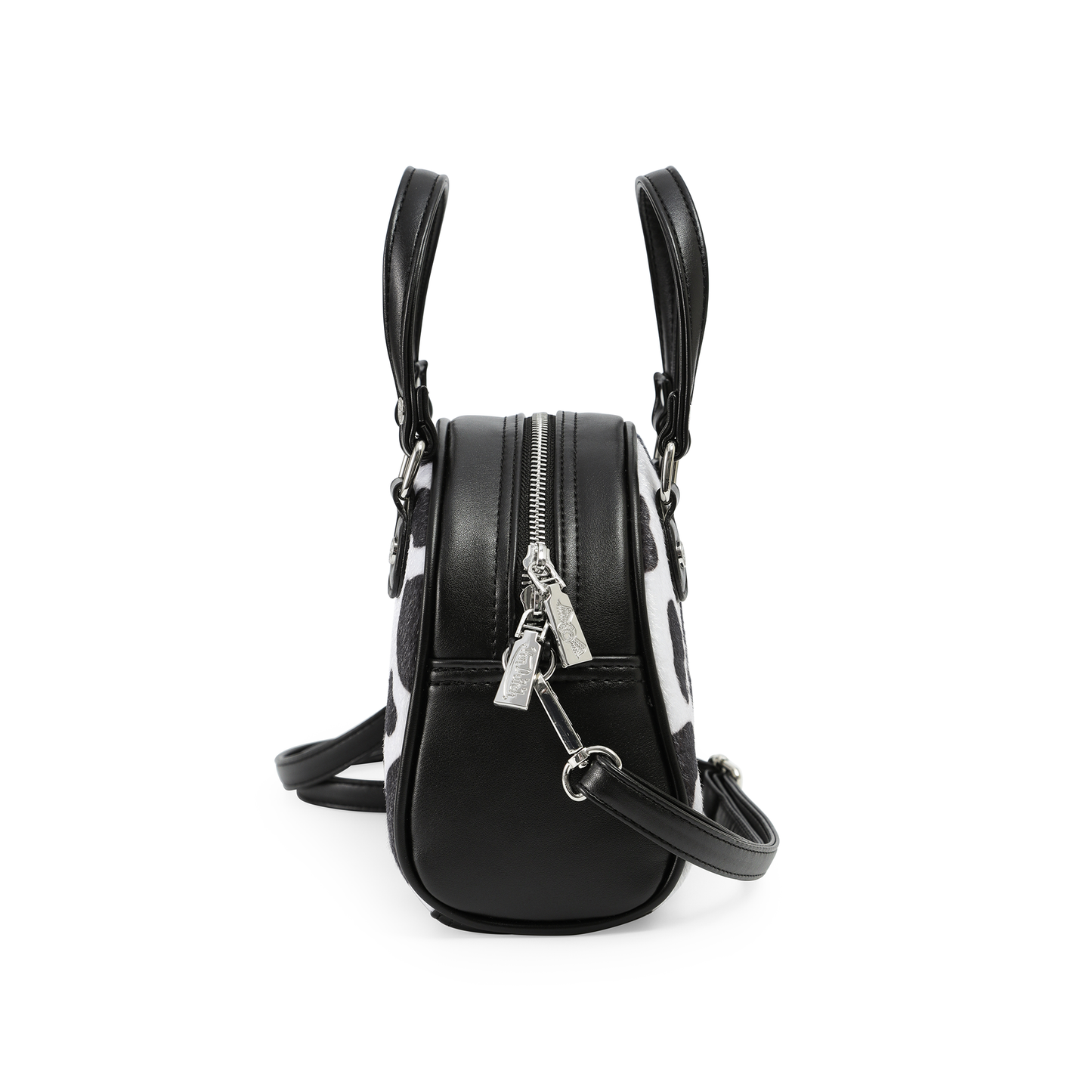 Black & White Cow Print Vegan Pony Hair Bowling Bag