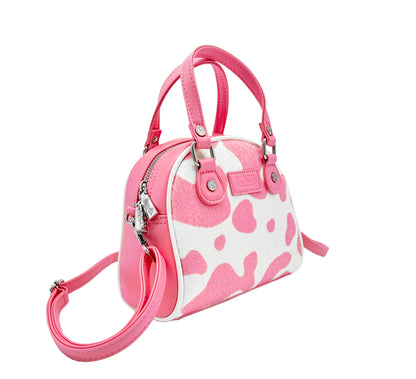 Pink & White Cow Print Bowling Bag
