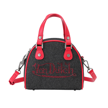 Rhinestone Bowling Bag - Black Denim