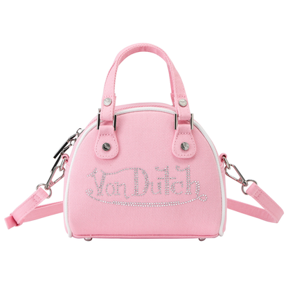Rhinestone Bowling Bag - Pink Denim