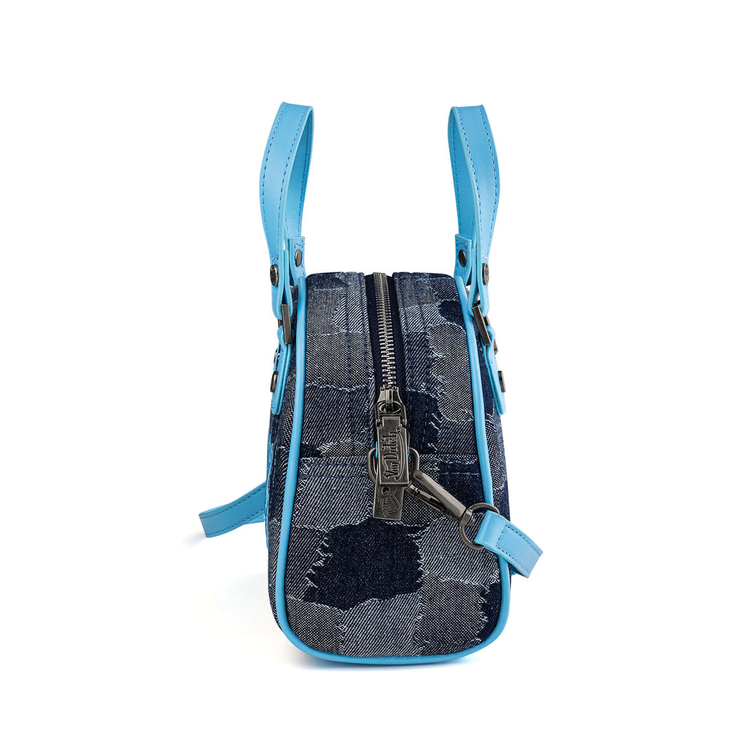 Blue Patch Denim Bowling Bag — Dark Wash