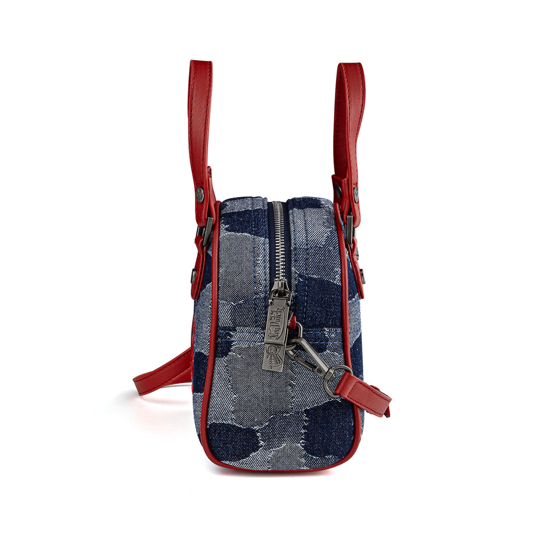 Red Patch Denim Bowling Bag — Dark Wash