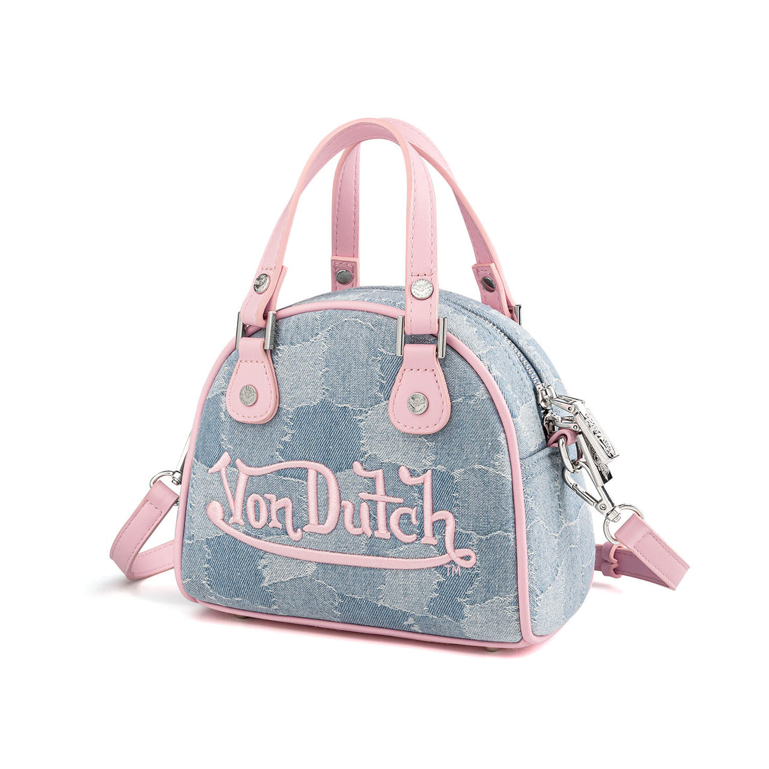 Light Pink Patch Denim Bowling Bag