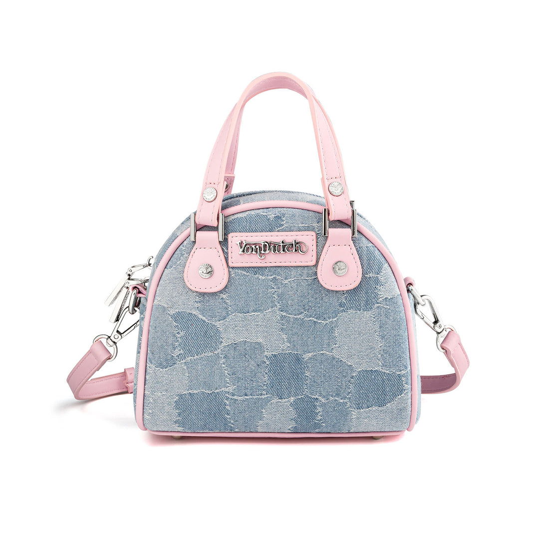 Light Pink Patch Denim Bowling Bag