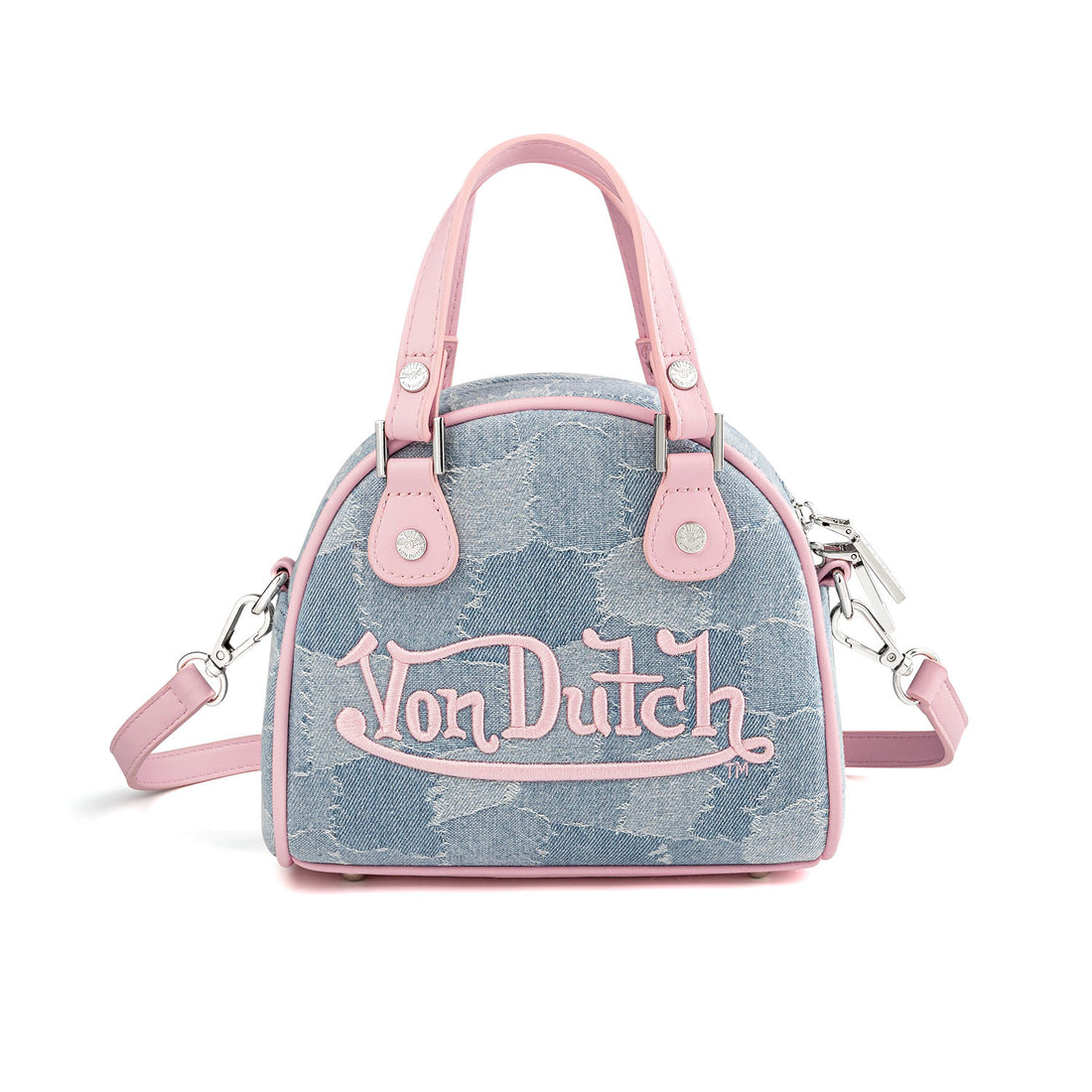 Light Pink Patch Denim Bowling Bag