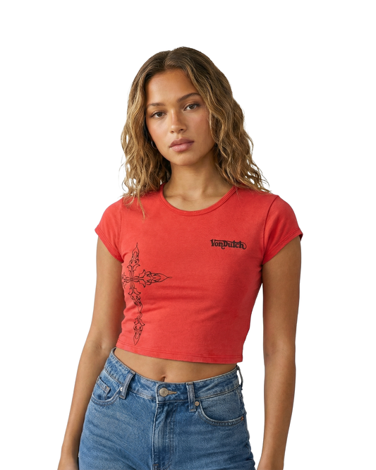 Red & Black Chopper Cross Baby Tee